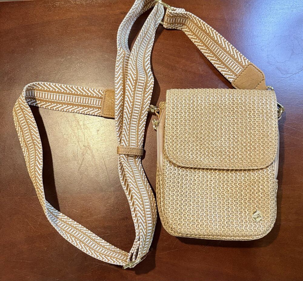Inicat Beige Small Crossbody Bag Magnetic & Zip Closure Inner Pockets